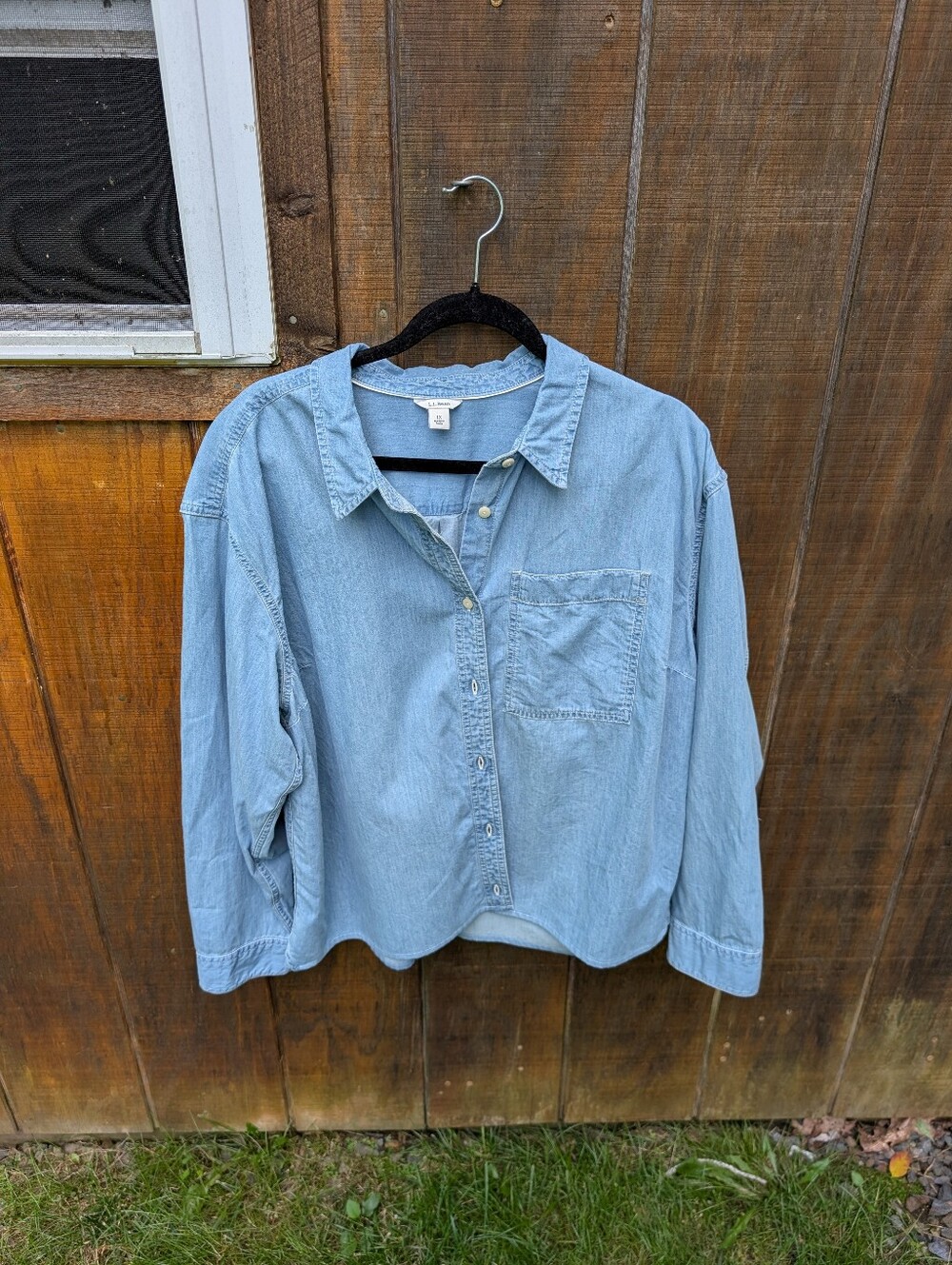 Women's LL Bean Light Blue Denim Button-Up Shirt
